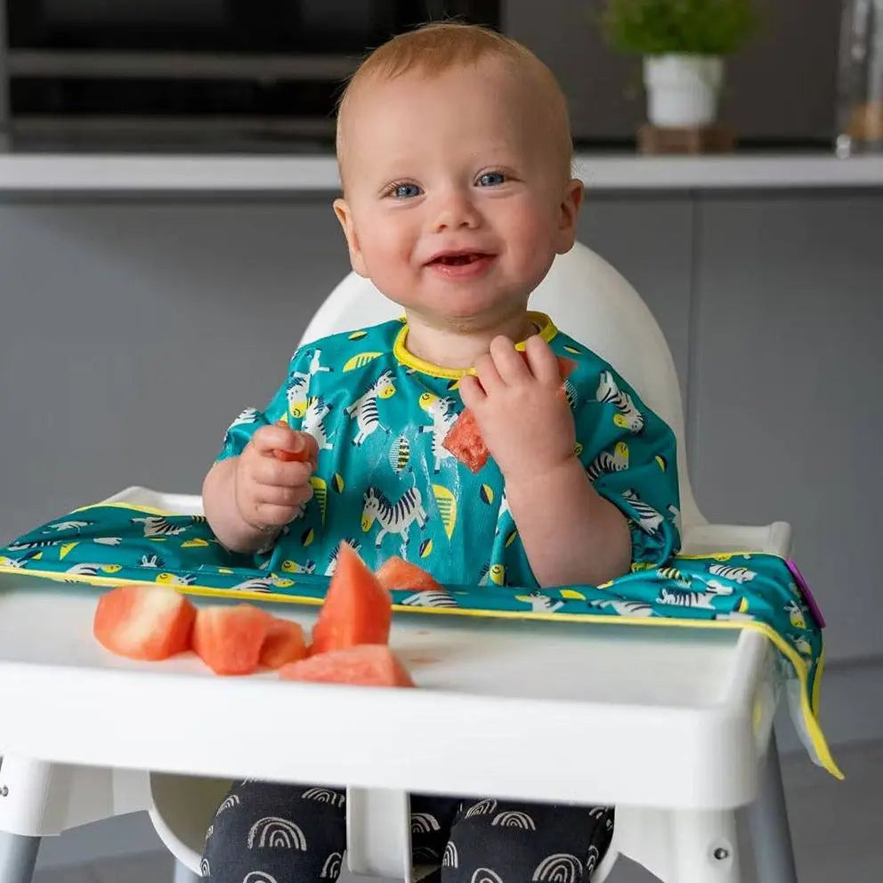 Bavoir à ventouses Cover et Catch à manches courtes Tidy Tot  - Dancing zebras - Lilinappy