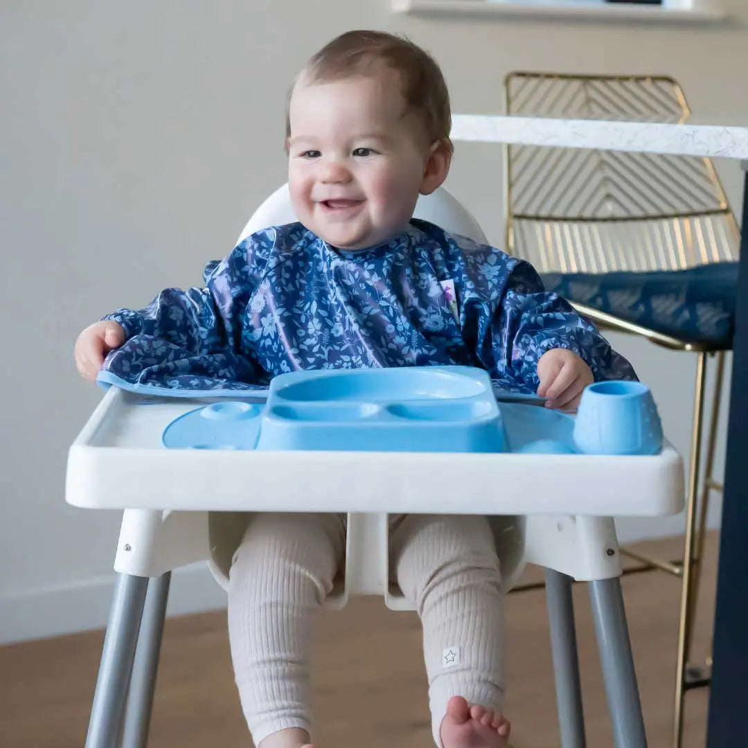 Bavoir à ventouses Cover et Catch Tidy Tot - Fleur de jardin bleu 