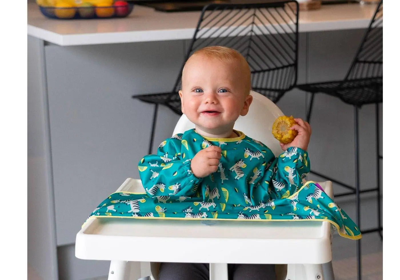 2 longs tabliers nomades à manches longues Tidy Tot - Zèbre/fruits Tidytot