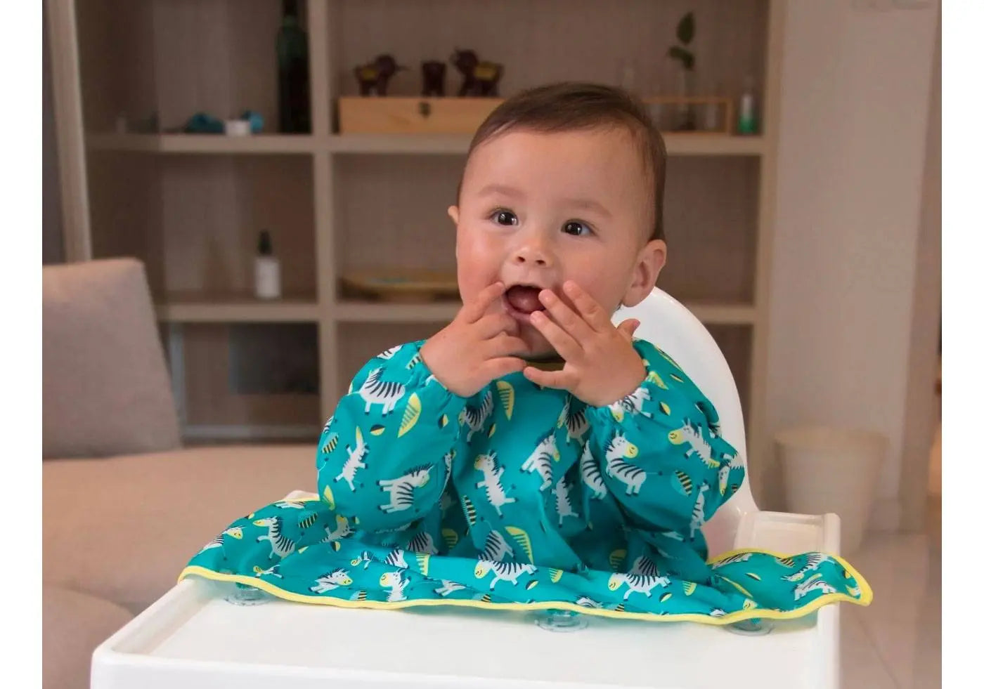 2 longs tabliers nomades à manches longues Tidy Tot - Zèbre/fruits Tidytot