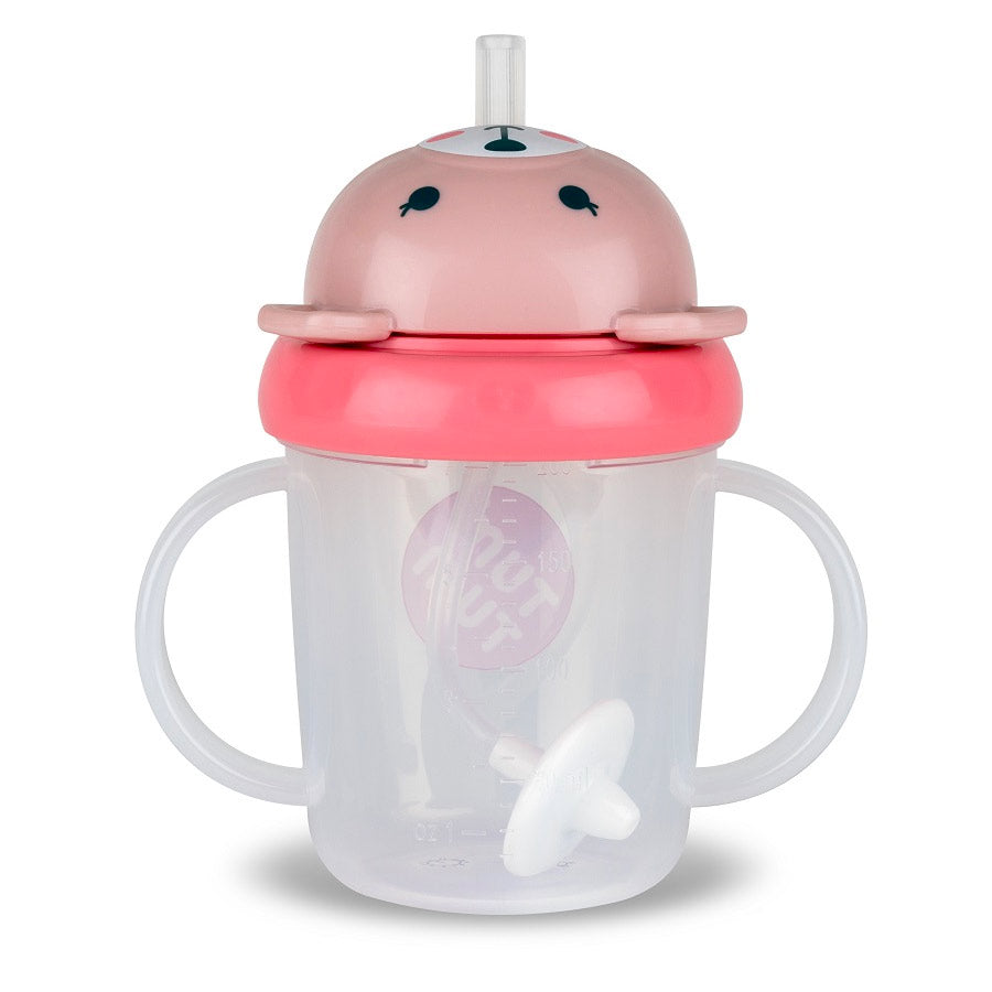 Tasse d’apprentissage avec paille Tum Tum Ourson rose