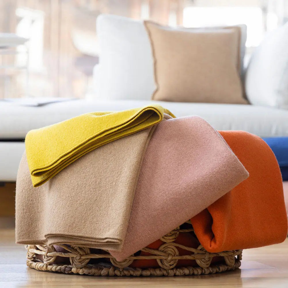 Grande couverture en laine bouillie Disana Bleu pacific