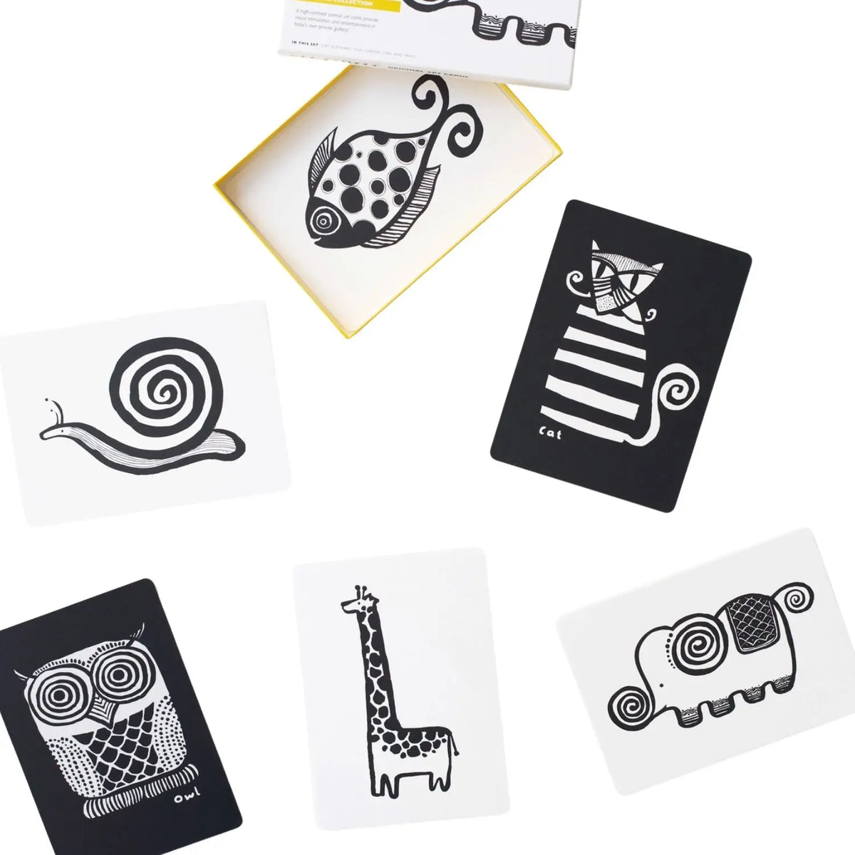 Cartes pour bébé en noir et blanc Wee Gallery - Animaux originaux