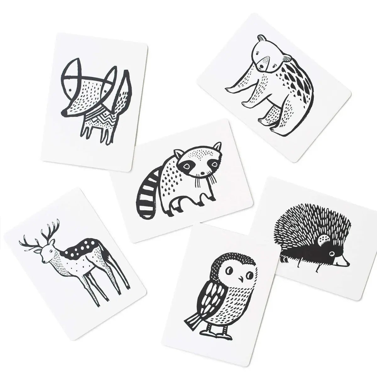Cartes pour bébé en noir et blanc Wee Gallery - Woodland - Lilinappy