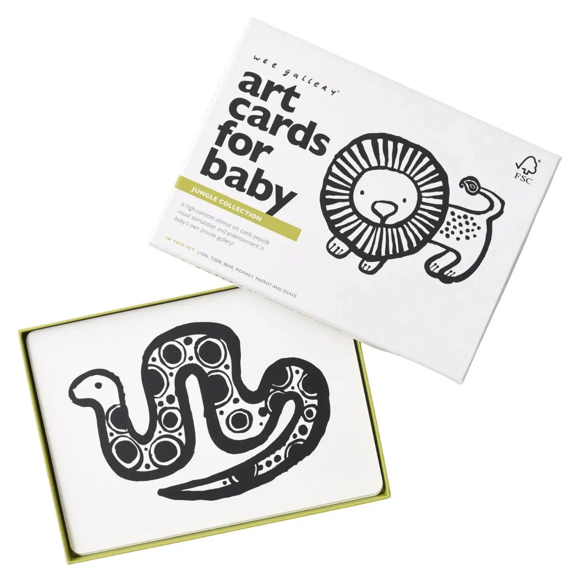 Cartes pour bébé en noir et blanc Wee Gallery - Jungle