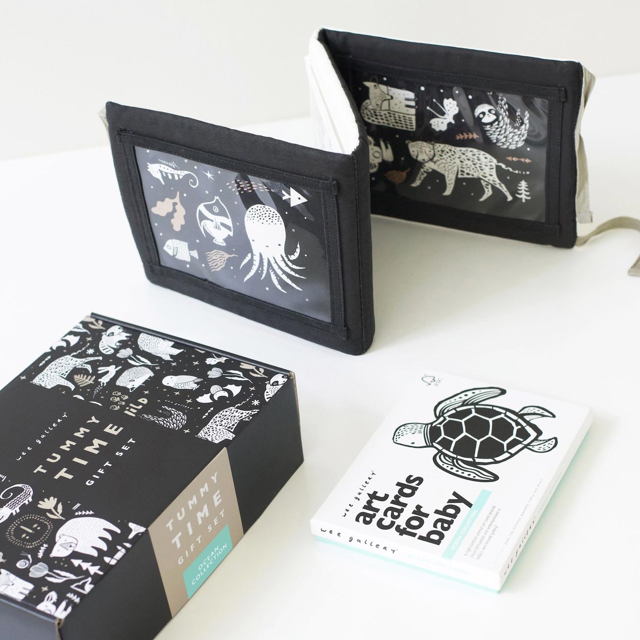 Coffret Cadeau support & cartes contrastées Wee Gallery - Océan