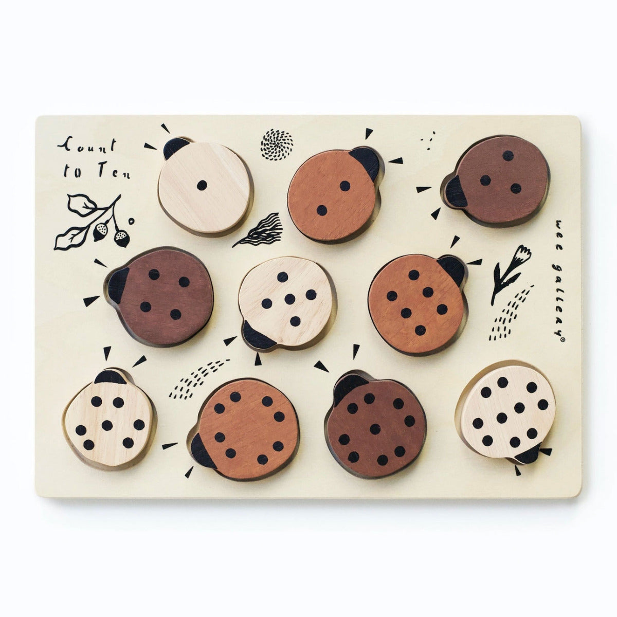 Puzzle en bois Wee Gallery - Coccinelles
