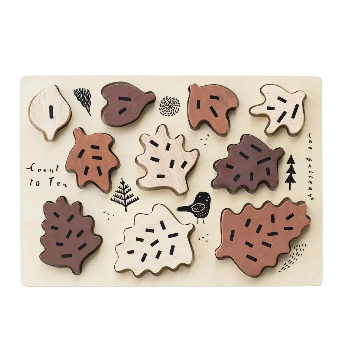 Puzzle en bois d'hévéa Wee Gallery – Feuilles