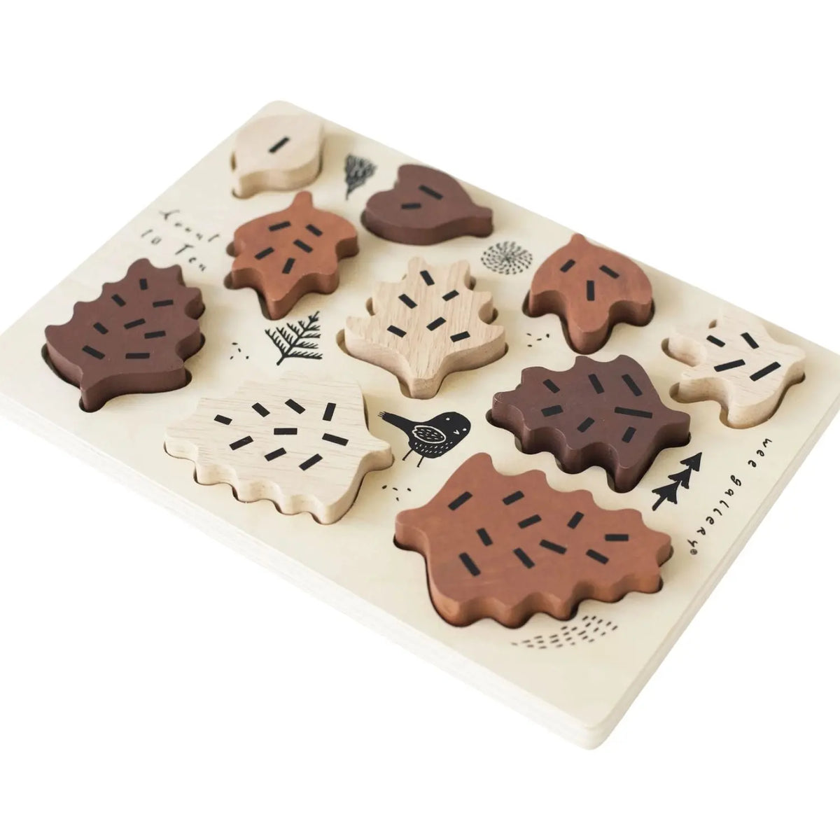 Puzzle en bois d'hévéa Wee Gallery – Feuilles