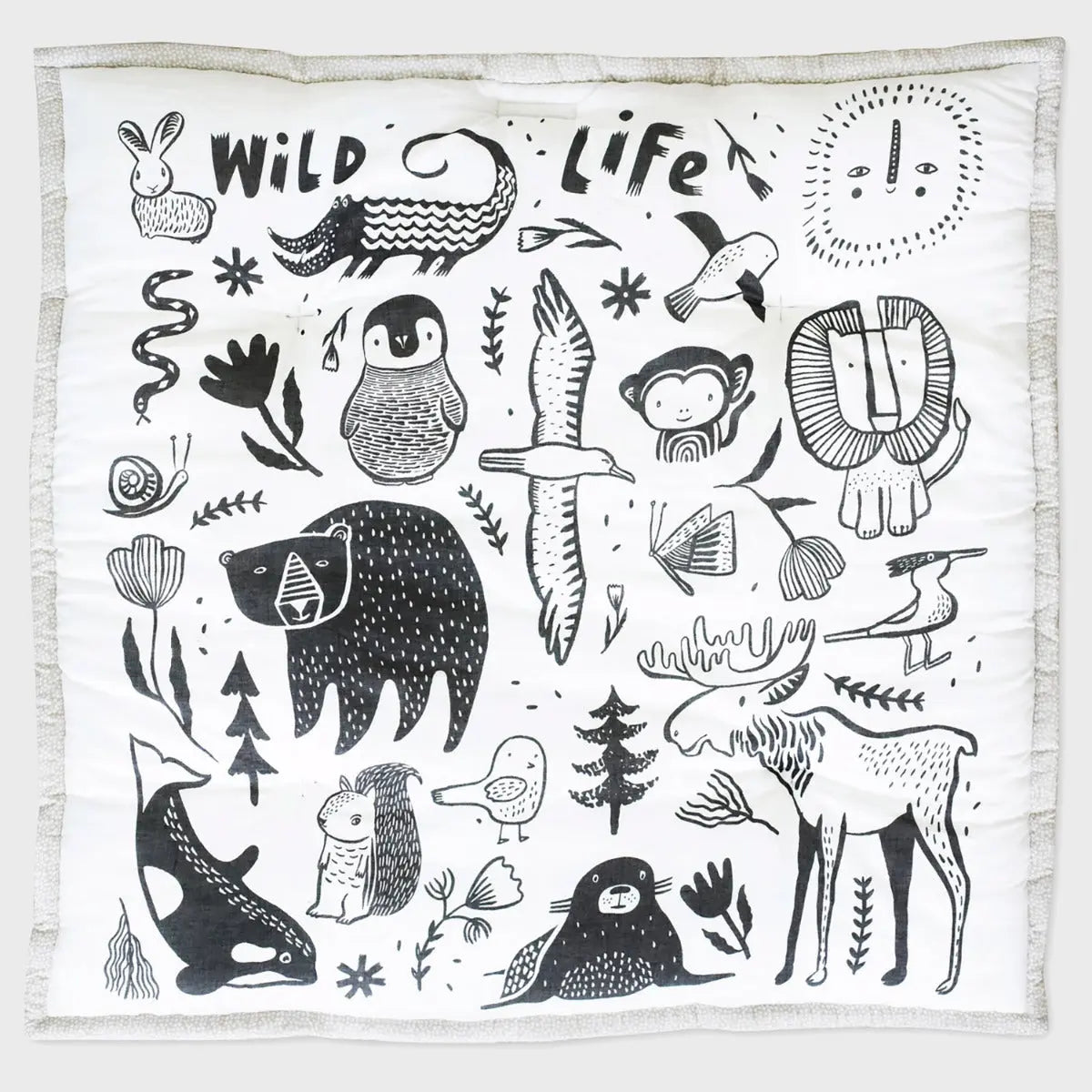 Tapis de jeu réversible en coton bio Wee Gallery Wildlife