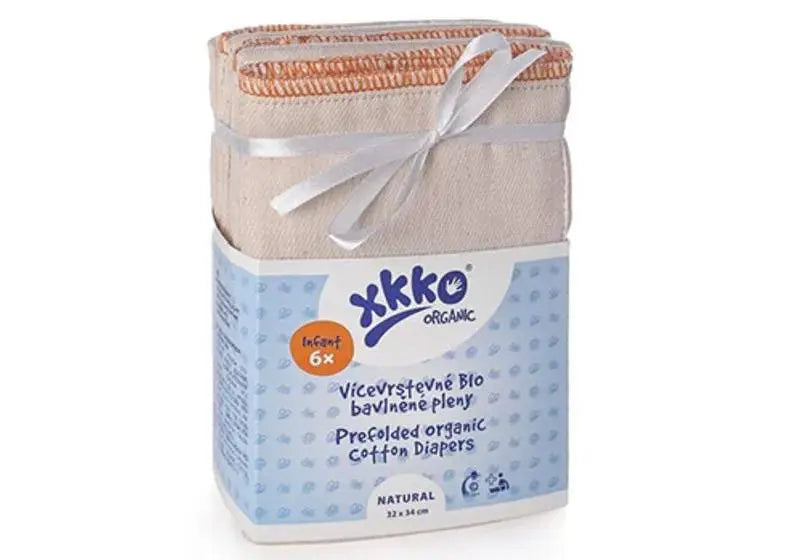 Lot de 6 langes préplié en Coton bio Xkko - Lilinappy