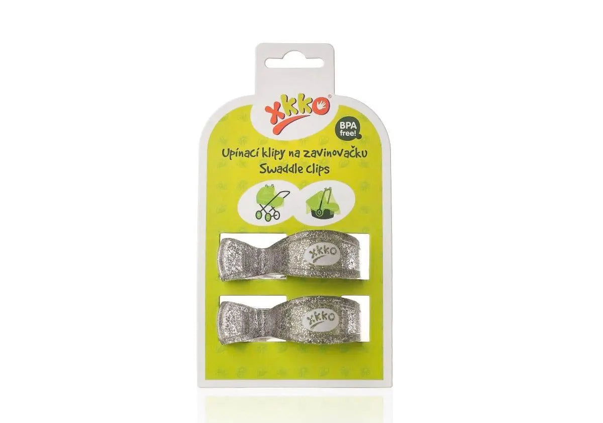 Lot de 2 clips Glitter pour lange bébé XKKO - Argent Xkko