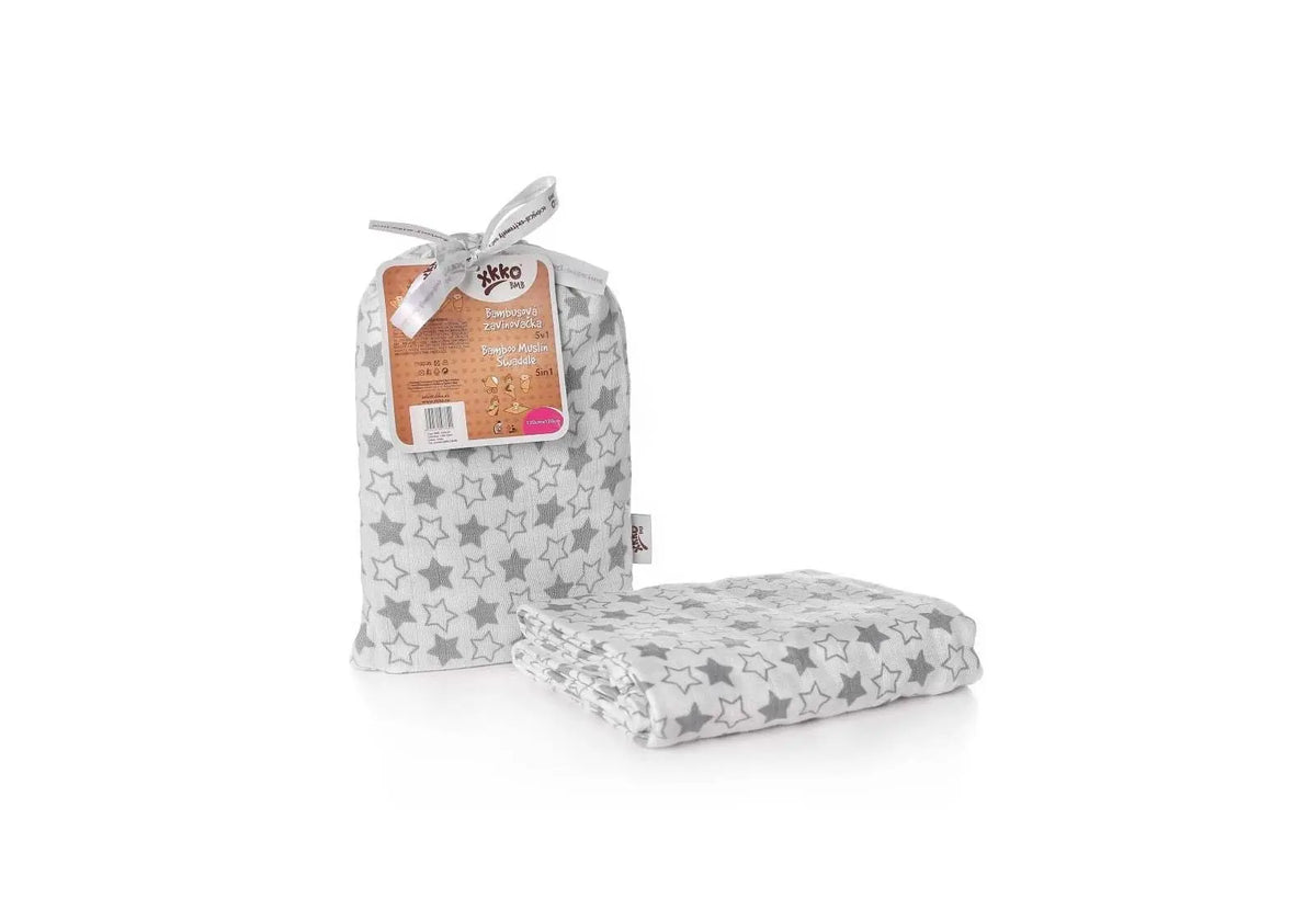 Maxi lange en mousseline de bambou XKKO - Little Stars Silver Xkko