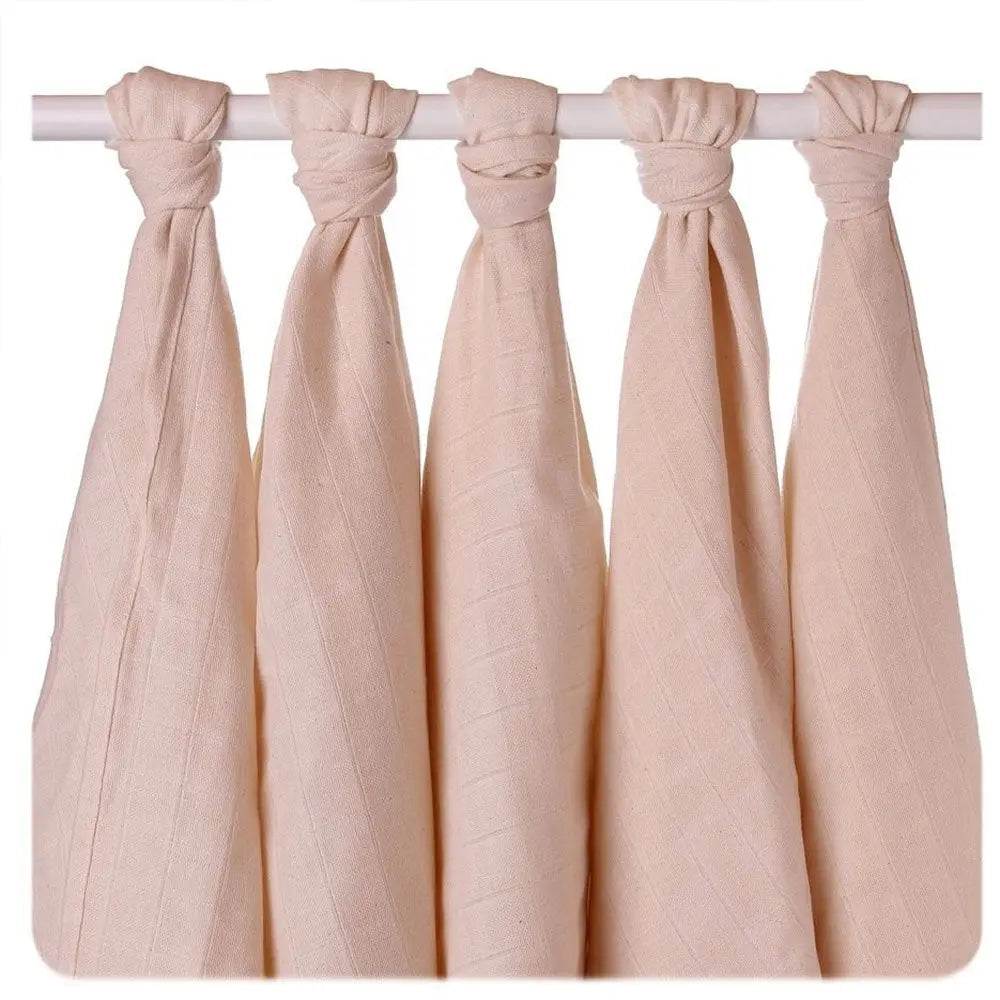 Lot de 5 langes en coton bio naturel XKKO - 80x80cm