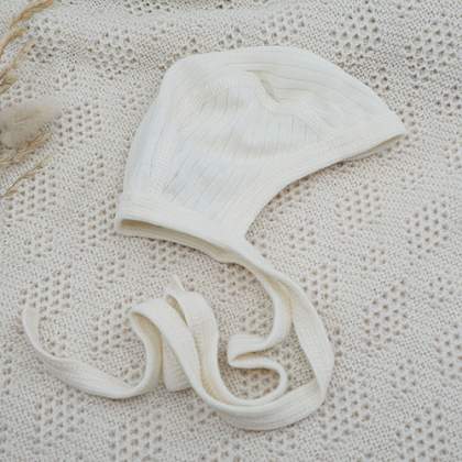 Bonnet bébé en coton bio laine merinos et soie Cosilana