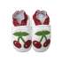 Chaussons cuir souple Carozoo - Cerise fond blanc 