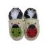 Chaussons cuir souple Carozoo - Coccinelle vert/rouge