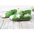 Chaussons en cuir souple Lookidz - Etoile blanche fond vert 3/6 mois