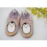 Chaussons en cuir souple fourrés Lookidz - Pingouin rose